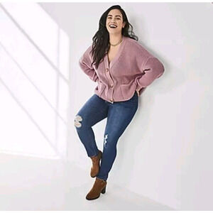 A.N.A Plus Size High Rise Distressed Raw Hem Skinny Jeans 24W Jeggings Stretch